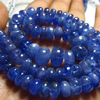 17 Inches Long - Natural Blue Genuine - TANZANITE - Smooth Polished Rondell Beads huge size 4 - 9 mm approx